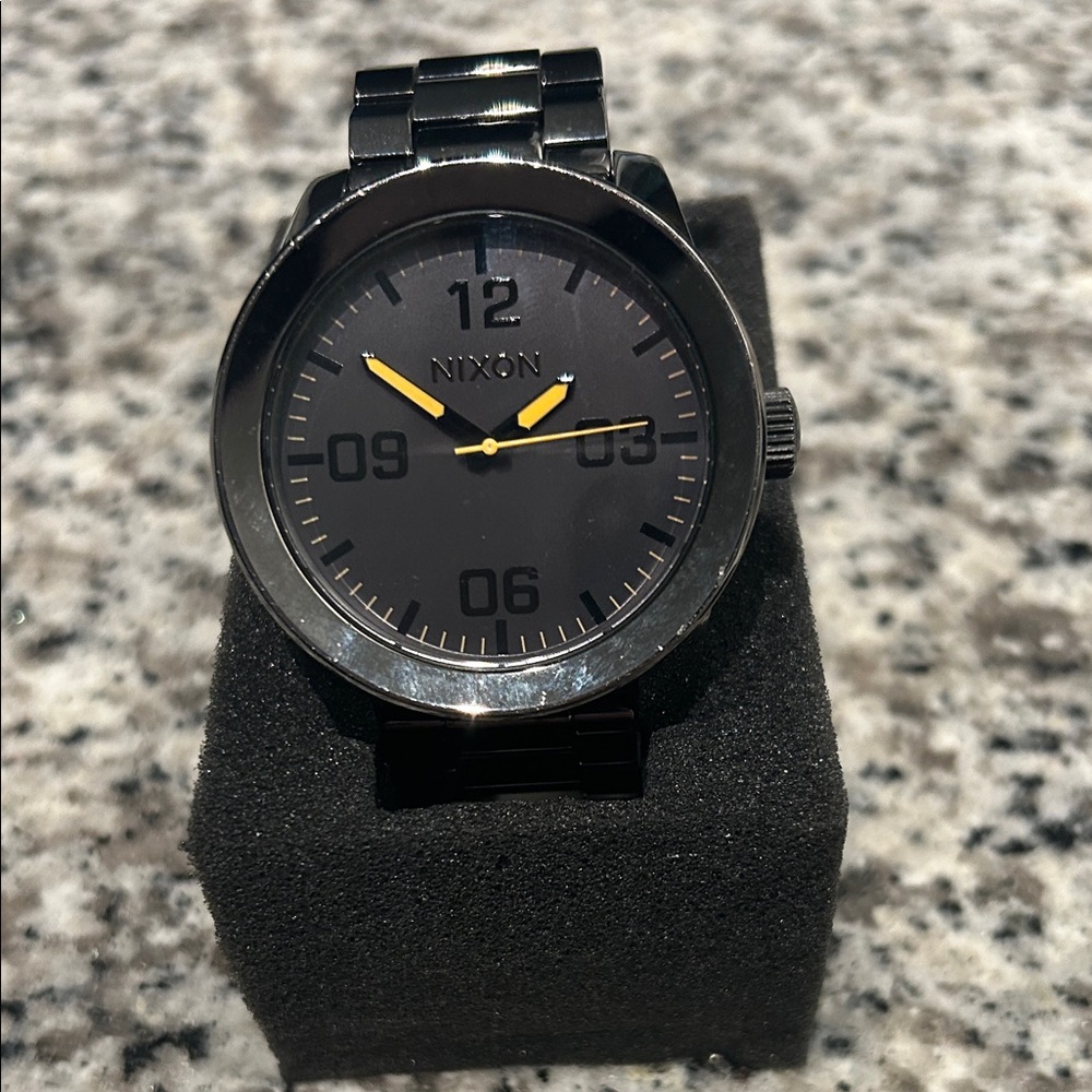 Nixon Steel Gray and Yellow Men's Watch